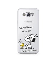 Snoopy Tasarımlı Süper Şeffaf Silikon Telefon Kılıfı Samsung E7
