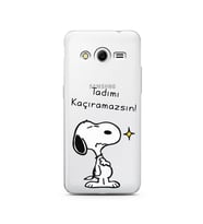 Snoopy Tasarımlı Süper Şeffaf Silikon Telefon Kılıfı Samsung Core 2
