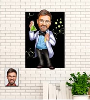 Kişiye Özel Kimya Mühendisi Karikatür Ahşap Tablo