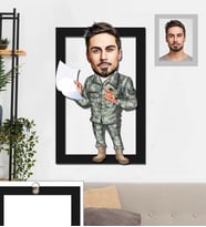 Kişiye Özel Asker Karikatürlü 3D Ahşap Tablo 30x47 Bay-3