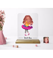 BK Gift Kişiye Özel Kız Çocuk Karikatürlü Ahşap Standlı Çerçeve-11 (Beyaz)