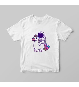 Astronot Unicorn Uzay Tişörtü (Büyük - Çocuk)