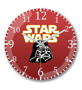 Star Wars - Darth Vader 5 Duvar Saati Bombeli Gercek Cam