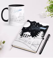 BK Gift Kişiye Özel Yılbaşı Mutlu Yıllar Siyah Defter Kalem ve Kupa Seti-23 (Model 1)