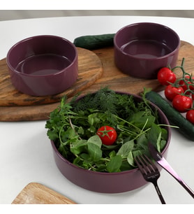 Keramika Mor Stackable Salata/Çerez Seti 3 Parça