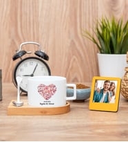 Love Tasarım Hediyelik Fincan ve Turuncu Mini Fotoğraf Çerçevesi
