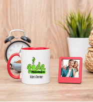 Gıda Mühendisi Kırmızı Kupa Bardak ve Kırmızı Mini Fotoğraf Çerçevesi