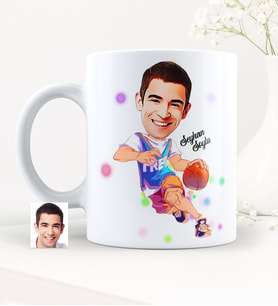 BK Gift Kişiye Özel Bay Sokak Basketbolcusu Karikatürlü Beyaz Kupa Bardak