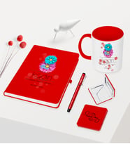 BK Gift Kişiye Özel Kadınlar Günü Temalı Kırmızı Defter Kalem Kupa Ayna Seti - 9