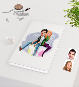 BK Gift Kişiye Özel Sevgililer Karikatürlü Beyaz Defter-35