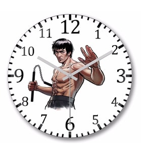 Bruce   Lee Duvar Saati Bombeli Gercek Cam