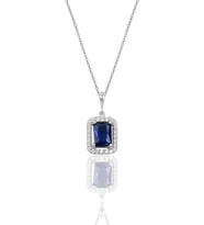 Söğütlü Silver Gümüş safir baget taşlı kolye