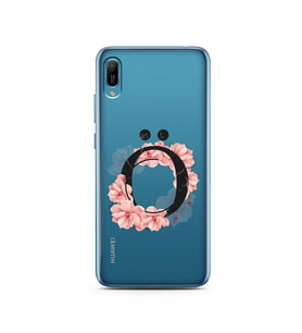 Pembe Çiçekli Harf Tasarım Süper Şeffaf Silikon Telefon Kılıfı Huawei Y6 2019 Ö-