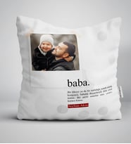 BK Gift Kişiye Özel Fotoğraflı Baba Anlamı Yastık (Beyaz)