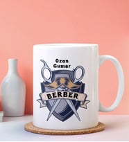 Kişiye Özel Berber Tasarımlı Beyaz Kupa