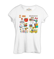 İlkolkul - Alfabe Beyaz Kadın Tshirt