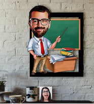 BK Gift Kişiye Özel Bay Öğretmen Karikatürlü 3D Ahşap Tablo-1