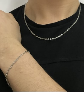 Forse Model Spor Erkek Bileklik ve Kolye Zincir Set eck09s
