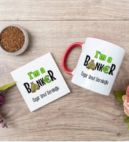 Bankacı Kırmızı Kupa Bardak Ve Bardak Altlığı Seti
