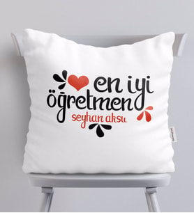 BK Gift Kişiye Özel En İyi Öğretmen Beyaz Yastık-6