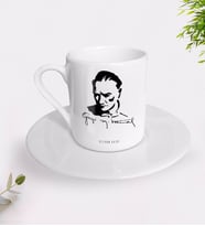 BK Gift Kişiye Özel Atatürk Temalı Türk Kahvesi Fincanı-19 (Beyaz)