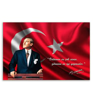 ''Güner Ofis'' Atatürk Tablosu Deri Üzerine Kanvas Tablo 80x130