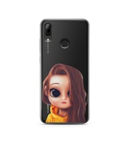 Kahve Saçlı Kız Tasarımlı Süper Şeffaf Silikon Telefon Kılıfı Huawei P Smart (20