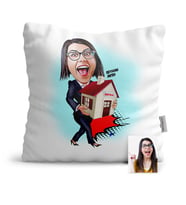 BK Gift Kişiye Özel Bayan Gayrimenkul Danışmanı Karikatür  Yastık  2