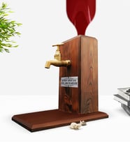BK Gift Kişiye Özel Cam Şişeli Doğal Ahşap Musluklu Şıra Standı (Beyaz)