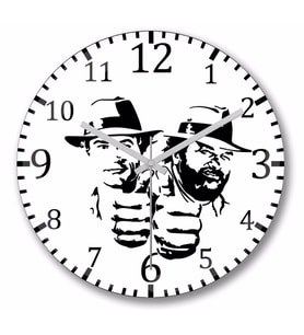 Bud Spencer And Terence Hıll  Duvar Saati Bombeli Gercek Cam