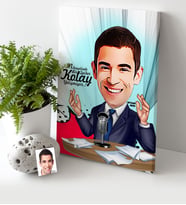BK Gift Kişiye Özel Bay Sunucu Spiker Karikatür Kanvas Tablo 30x50cm 1