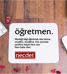 Öğretmen Kelime Anlamı İsme Özel Mouse Pad