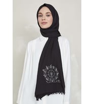 KALİLA Düş Peşine Eğlence %100 Pamuk Şal Siyah (NAKIŞLI)