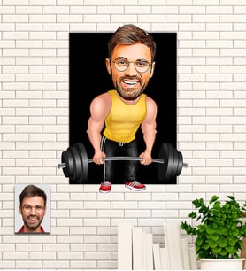 Kişiye Özel Sporcu Hediye Karikatürlü Uv Baskılı Ahşap Tablo