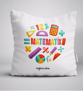 BK Gift Kişiye Özel Matematik Öğretmeni Beyaz Yastık-13