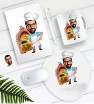 BK Gift Kişiye Özel Bay Kebapçı Ustası Karikatürlü Defter Kalem Kupa Mouse Pad Seti (Model 1)