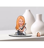 BK Gift Kişiye Özel Kadın Kuaför Karikatürlü Ahşap Biblo Model-2 (Beyaz)