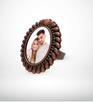 BK Gift Kişiye Özel Fotoğraflı Antik Bakır Yaldız Yüzük Model 5