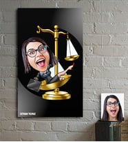 BK Gift Kişiye Özel Bayan Avukat Karikatür Ahşap Tablo - 4