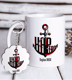 BK Gift Kişiye Özel Mesleki Kaptan Beyaz Kupa ve Anahtarlık Hediye Seti-3 (Model 1)