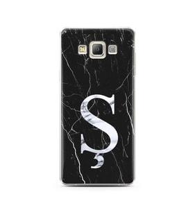 Samsung A7 (2015) Siyah Mermer Harf Tasarımlı Telefon Kılıfı Ş-Harfi 