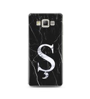 Samsung A7 (2015) Siyah Mermer Harf Tasarımlı Telefon Kılıfı Ş-Harfi 