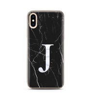 Iphone Xs Max Siyah Mermer Harf Tasarımlı Telefon Kılıfı J-Harfi 