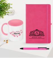 BK Gift Kişiye Özel Öğretmenler Günü Temalı Pembe Defter Kalem Kupa Seti - 3