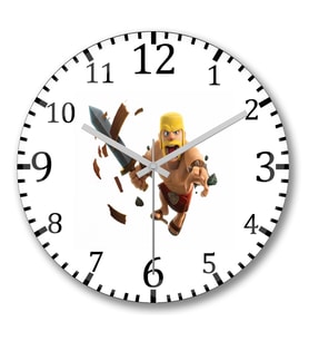 Clash of Clans  Barbaro War Duvar Saati Bombeli Gercek Cam