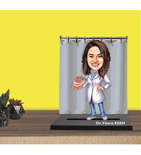 Kişiye Özel Bayan Diş Doktoru Karikatürlü Ahşap Biblo