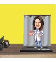 Kişiye Özel Bayan Diş Doktoru Karikatürlü Ahşap Biblo