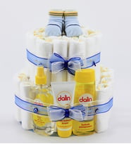 Erkek Bebek Dalin Setli 2 Katlı Bez Pasta (Mavi)