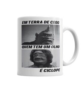 Em terra De Cego Camiseta Branca Kupa Bardak Porselen