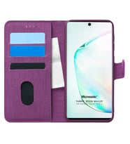 Microsonic Samsung Galaxy Note 10 Kılıf Fabric Book Wallet Mor